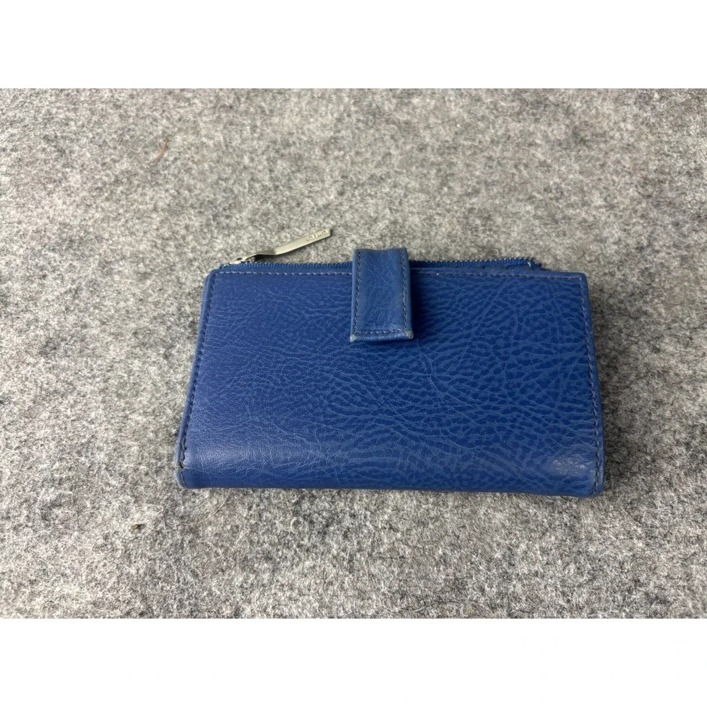 Matt & Nat Wallet Womens OS Blue Vegan Leather Bifold Zip Coin Pocket